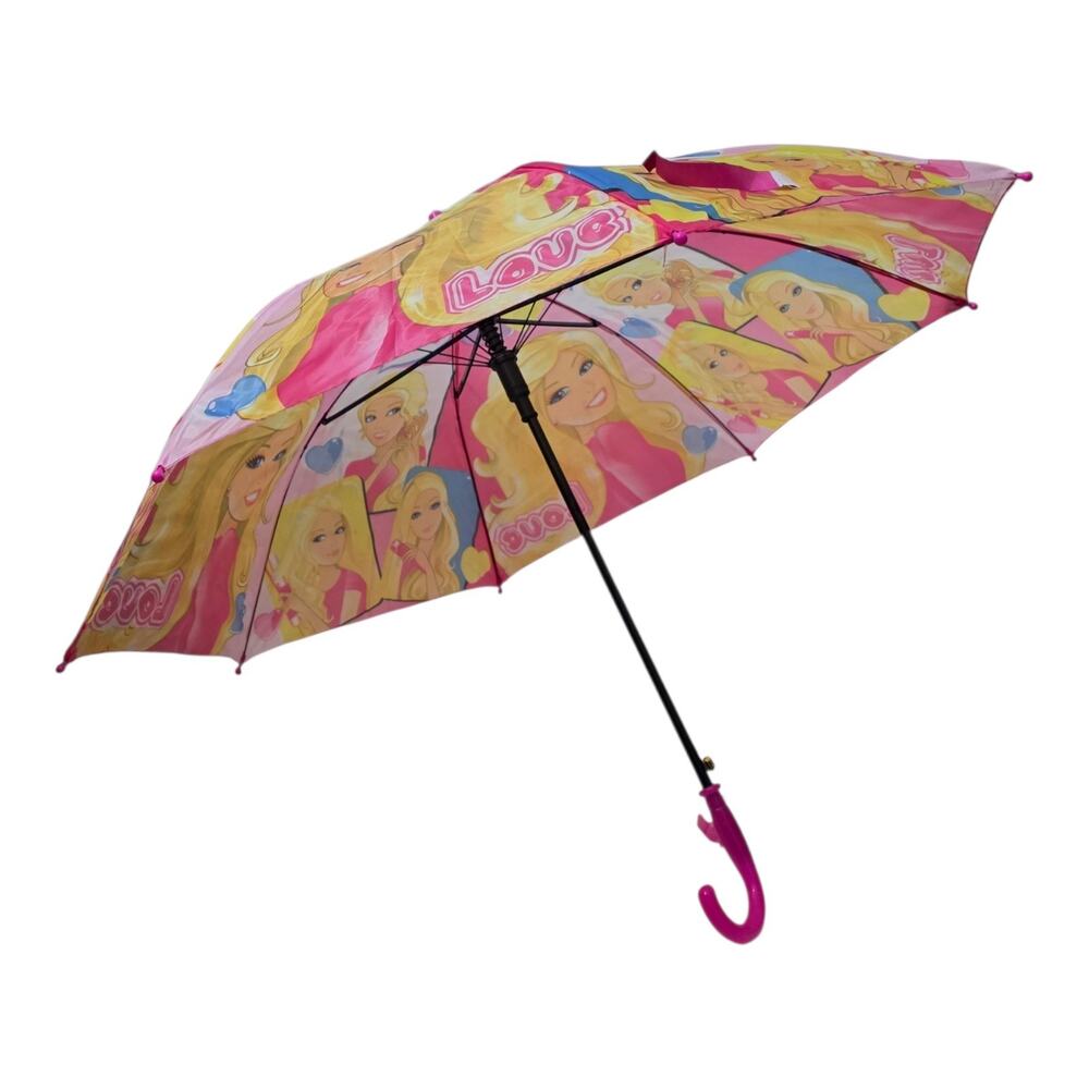 Children's Collapsible Umbrella - Pink Barbie Love